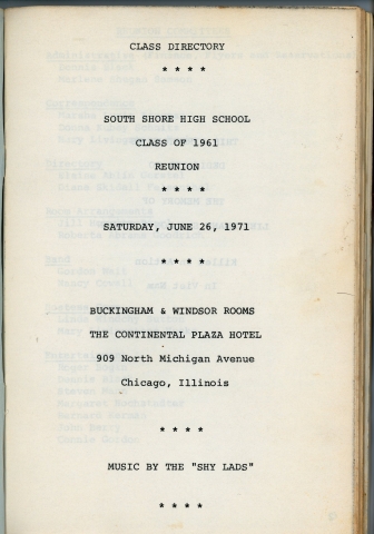 First page of 10th reunion program book