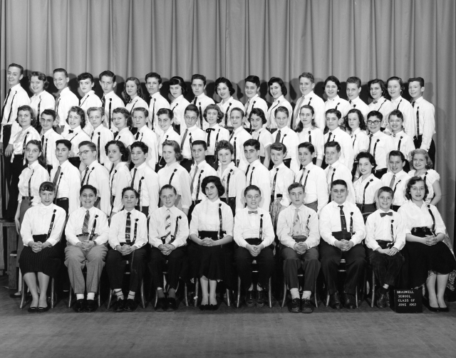 Bradwell Graduation photo - 1957 - Remember the ribbons?